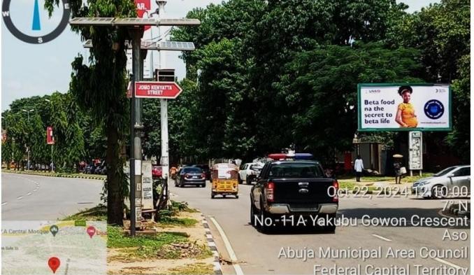 Along Yakubu Gowon Way by UBA, Abuja — light box wall drape static billboard site