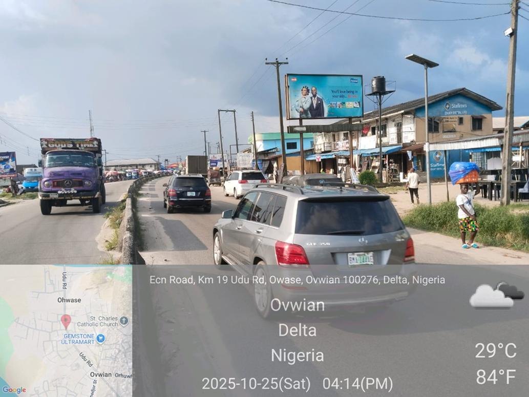 Udu Road after Udu Bridge, Warri — landscape static billboard site